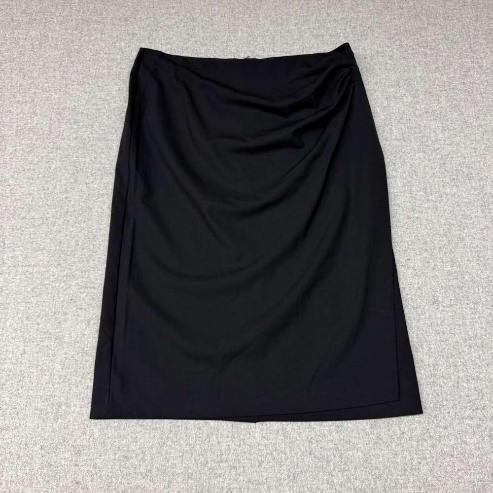 Marina Rinaldi Skirt 16 Black Bacini Draped Faux Wrap Made in Italy NWT Pencil M